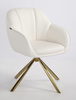 HR2055N Scaun Alb din Piele Ecologica cu Bază Aurie