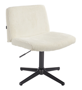 HR150CROSS Scaun Alb din Catifea Reiată cu Bază Neagră