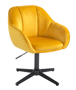 HR2055N Scaun Galbenă din Catifea cu Bază Neagră