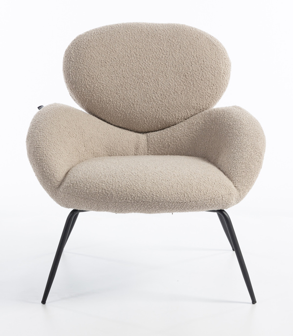 HR2045 Scaun Latte Boucle cu Bază Neagră