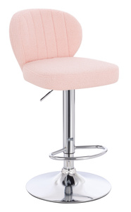 HR193W Scaun Roz Pudra Boucle cu Bază Cromata