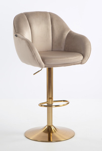 HR2055W Scaun Latte din Catifea cu Bază Aurie