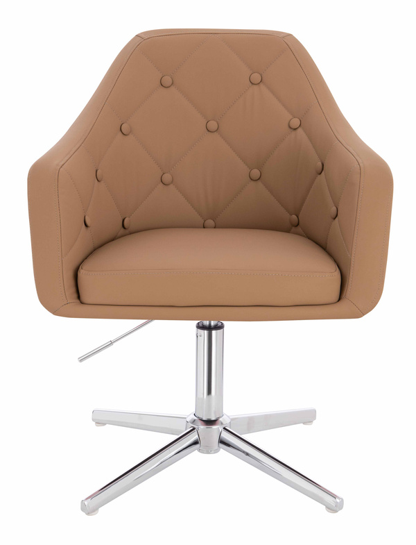 HR831CROSS Scaun Caramel Piele Ecologica Premium Soft cu Bază Cromata