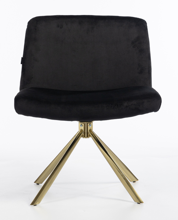 HR150 BAZĂ STEA Scaun Neagră din Catifea cu Bază Aurie