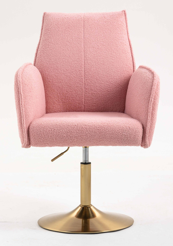 HR280N Scaun Roz Pudra Boucle cu Bază Aurie
