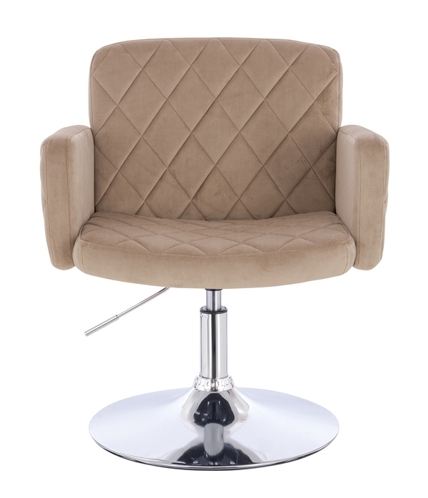 HR802N Scaun Latte din Catifea cu Bază Cromata