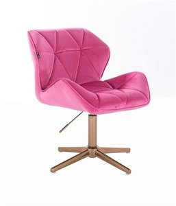 HR111CROSS scaun Catifea Roz cu Bază Aurie