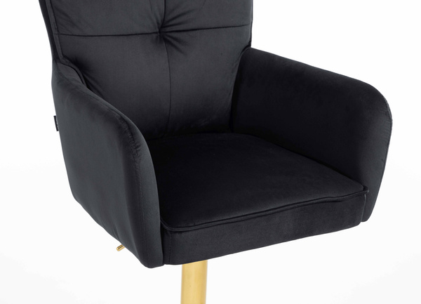 HR250KW Scaun Catifea Neagră Bază Aurie