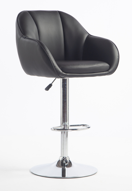 HR2055W Scaun Neagră din Piele Ecologica cu Bază Cromata