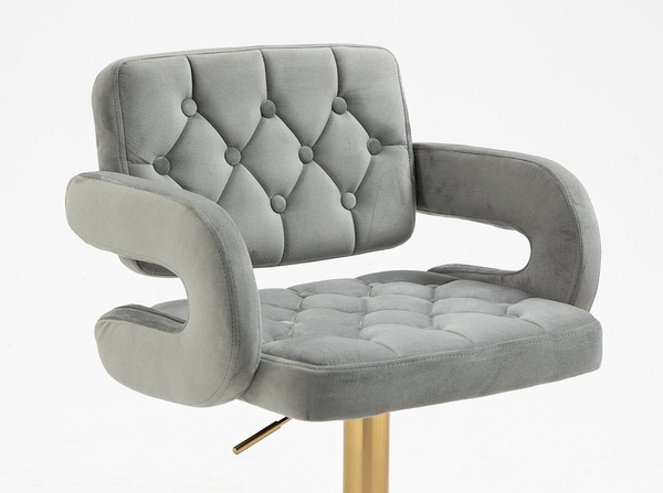 HR8403KW Scaun Catifea Gray cu Bază Aurie