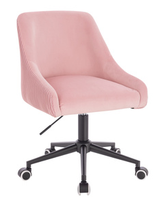 HR920K Scaun Roz Pudra din Catifea cu Bază Neagră