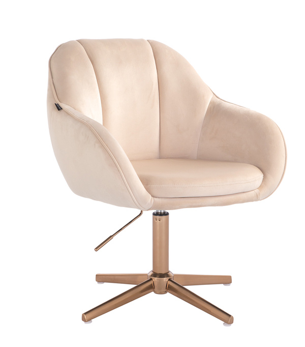 HR2055CROSS Scaun Crem din Catifea cu Bază Aurie