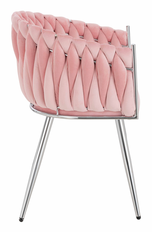 HR750 Scaun cu picioare Cromata Roz Pudra din Catifea