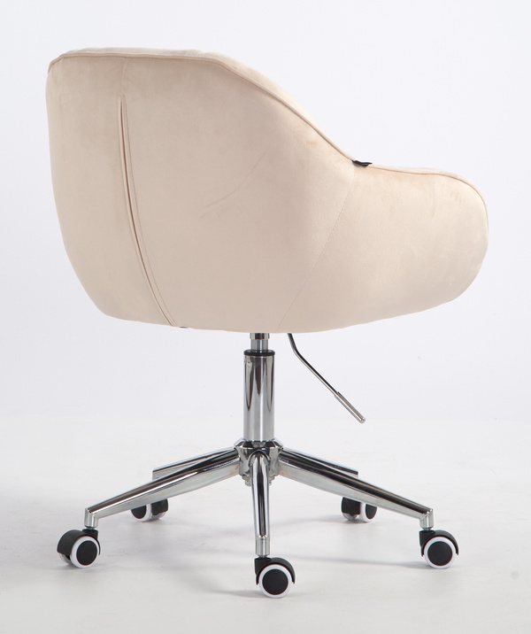 HR2055K Scaun Crem din Catifea cu Bază Cromata