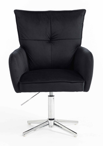 HR250CROSS Scaun Catifea Neagră Bază Cromata