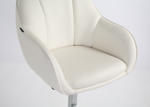 HR2055W Scaun Alb din Piele Ecologica cu Bază Cromata