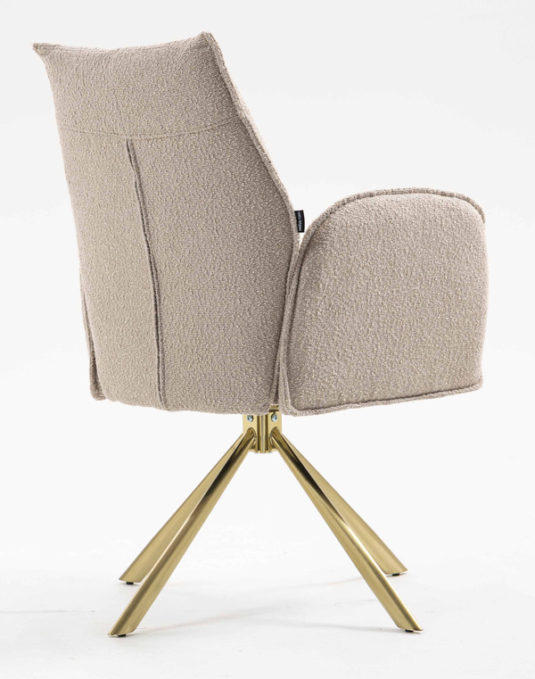 HR280 BAZĂ STEA Scaun Latte Boucle cu Bază Aurie