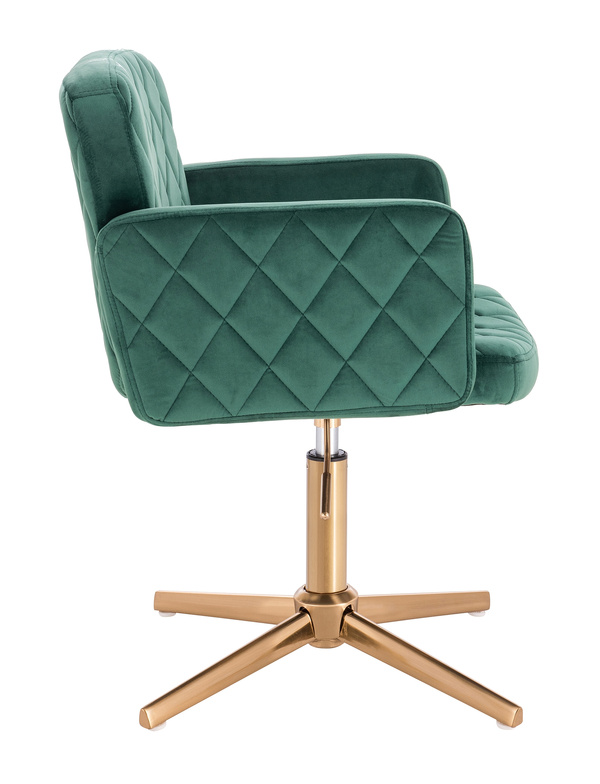 HR802CROSS Scaun Verde din Catifea cu Bază Aurie