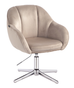 HR2055CROSS Scaun Latte din Catifea cu Bază Cromata