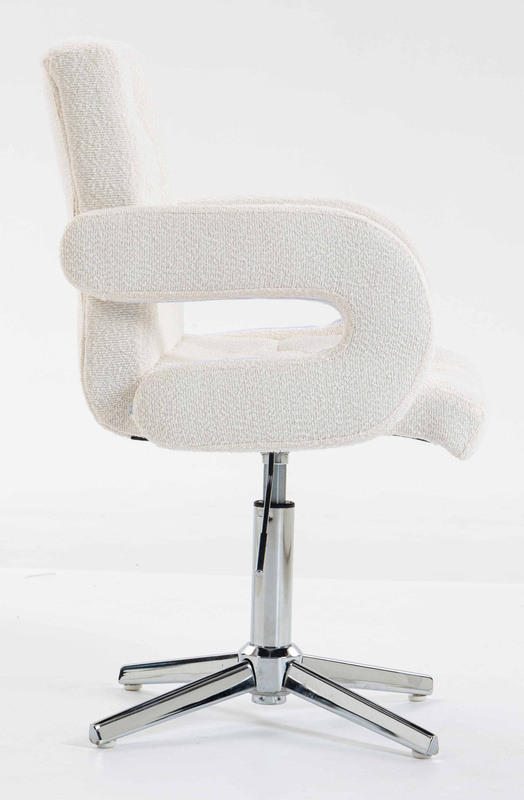 HR8404CROSS Scaun Crem Boucle cu Bază Cromata