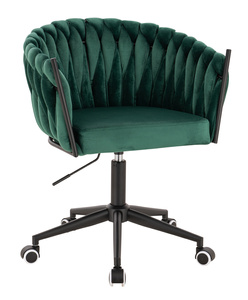 HR750K Scaun Verde din Catifea cu Bază Neagră