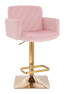 HR802KW Scaun Roz Pudra din Catifea cu Bază Aurie