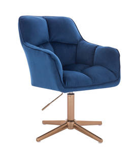 HR550CROSS Scaun Bleumarin Catifea cu Bază Aurie