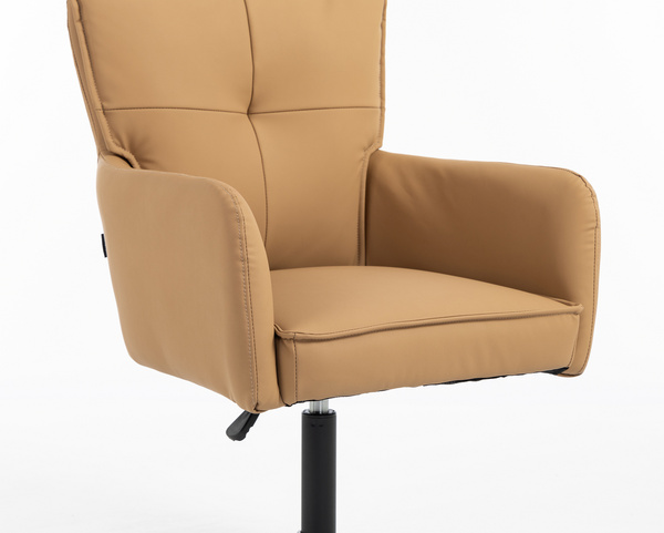 HR250N Scaun Piele Ecologică Premium Soft Culoare Caramel Bază Neagră