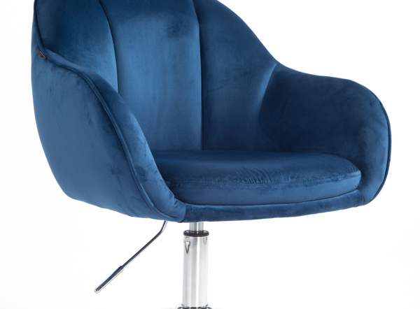 HR2055K Scaun Bleumarin din Catifea cu Bază Cromata