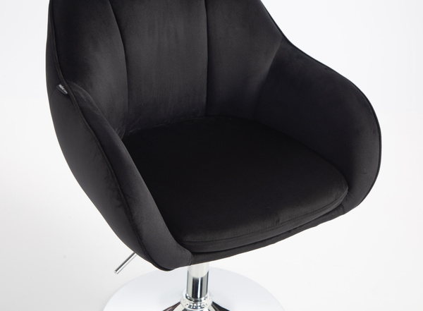 HR2055N Scaun Neagră din Catifea cu Bază Cromata