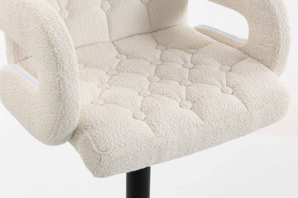 HR8404W Scaun Crem Boucle cu Bază Neagră