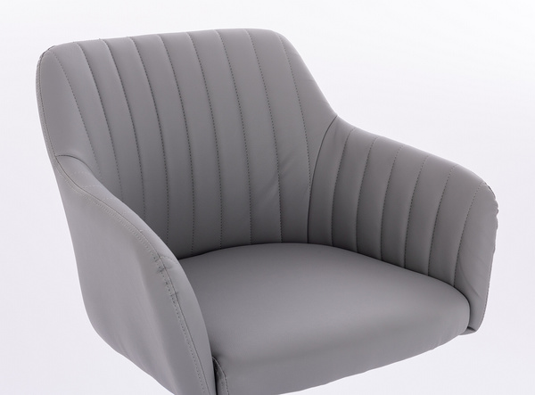 HC190CROSS Scaun Gri din Piele Ecologica cu Bază Cromata