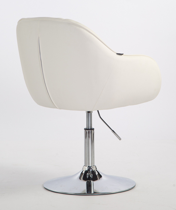 HR2055N Scaun Alb din Piele Ecologica cu Bază Cromata