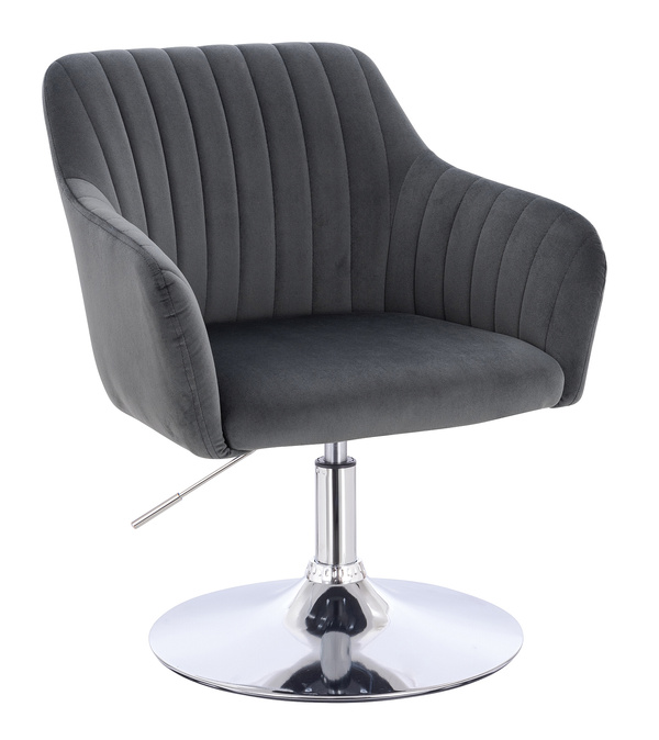 HR190N Scaun Grafit din Catifea cu Bază Cromata