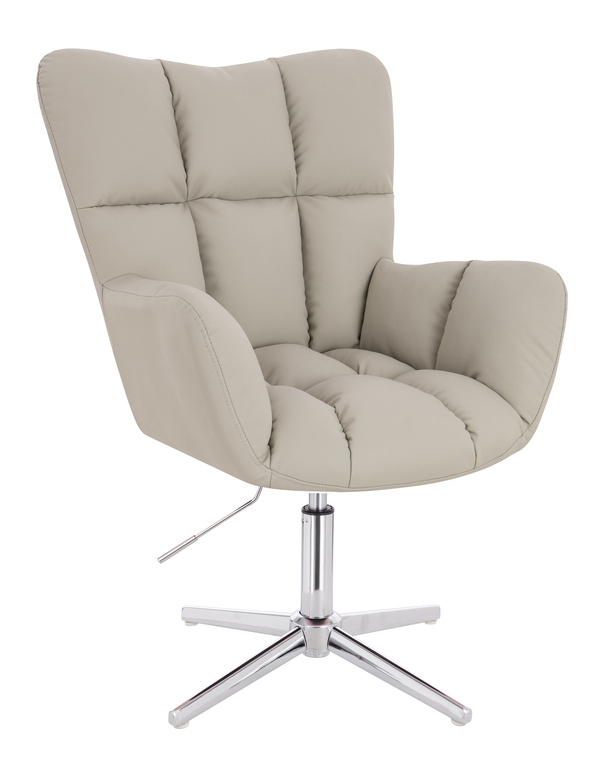 HR650CROSS Scaun Ecru Piele Ecologica Premium Soft cu Bază Cromata