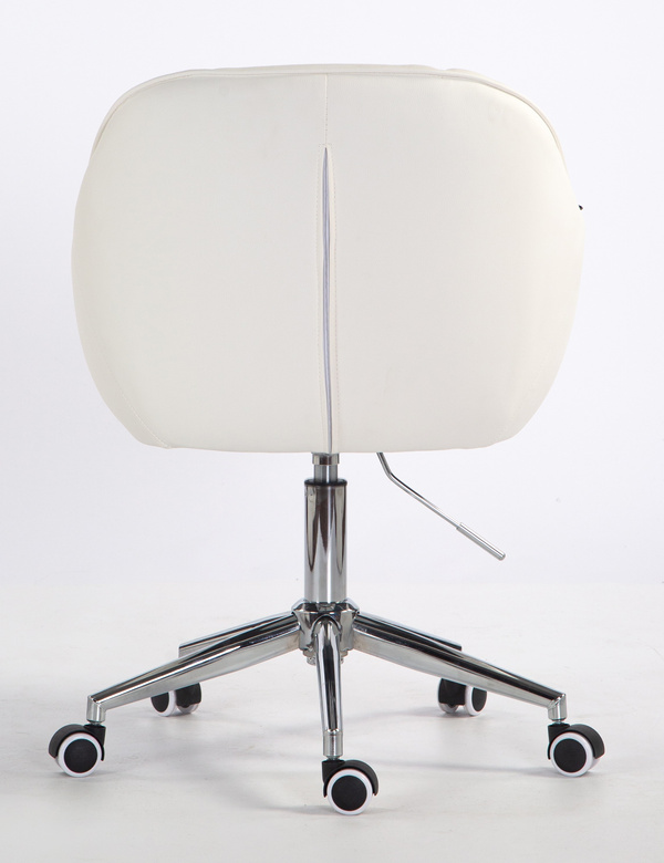 HR2055K Scaun Alb din Piele Ecologica cu Bază Cromata