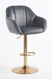 HR2055W Scaun Grafit din Catifea cu Bază Aurie