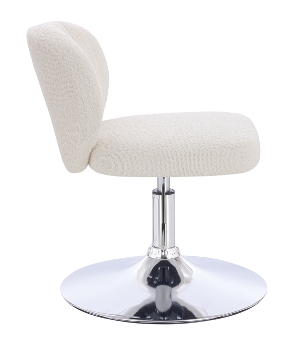 HR193N Scaun Crem Boucle cu Bază Cromata