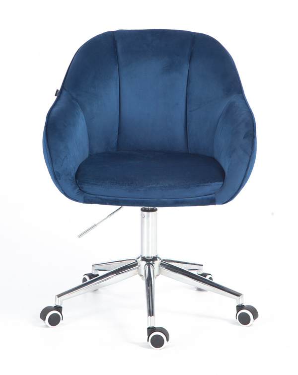 HR2055K Scaun Bleumarin din Catifea cu Bază Cromata