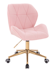 HR212K Scaun Roz Pudra Boucle cu Bază Aurie