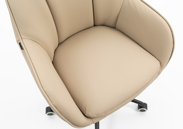 HR2055K Scaun Crem din Piele Ecologica cu Bază Neagră