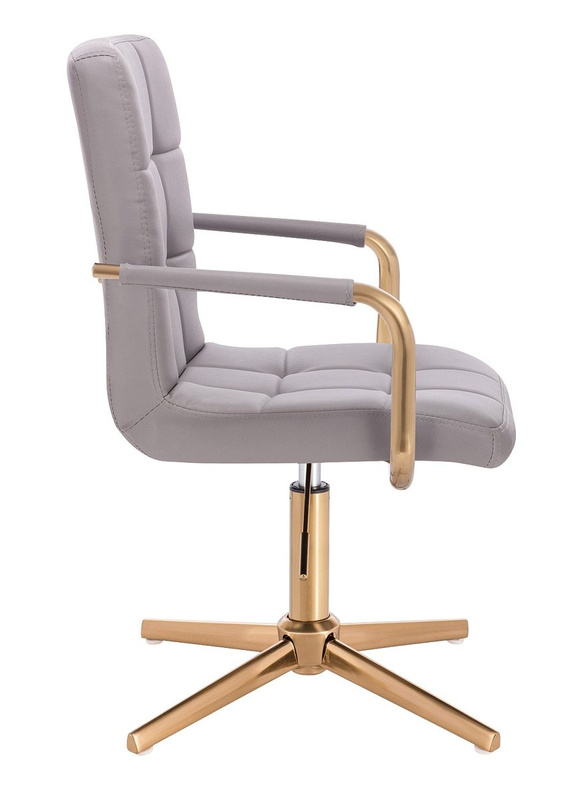 HC1015PCROSS Scaun Gri Piele Ecologica Bază Aurie