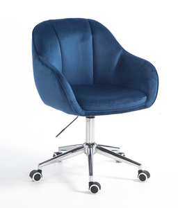 HR2055K Scaun Bleumarin din Catifea cu Bază Cromata