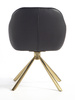 HR2055N Scaun Neagră din Piele Ecologica cu Bază Aurie