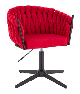 HR750CROSS Scaun Roşu din Catifea cu Bază Neagră