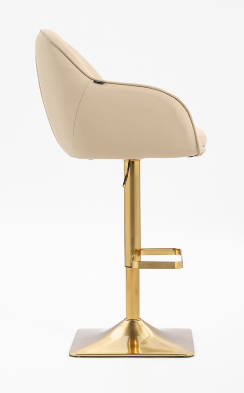 HR2055KW Scaun Crem din Piele Ecologica cu Bază Aurie