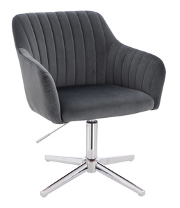 HR190CROSS Scaun Grafit din Catifea cu Bază Cromata