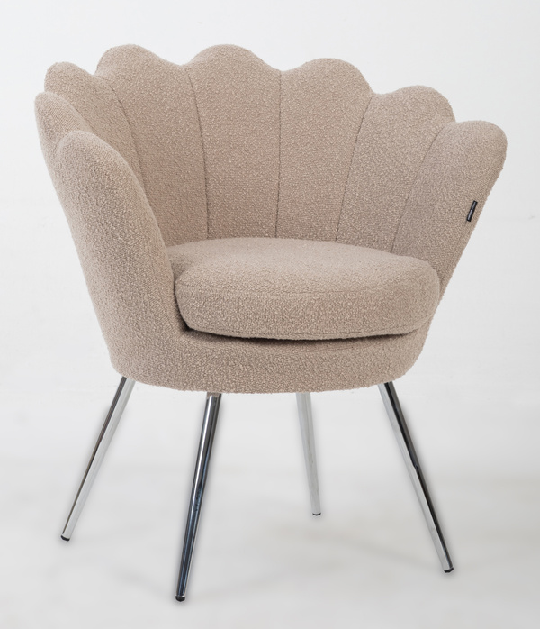 Fotoliu FREY Latte din Boucle cu Picioare Cromata