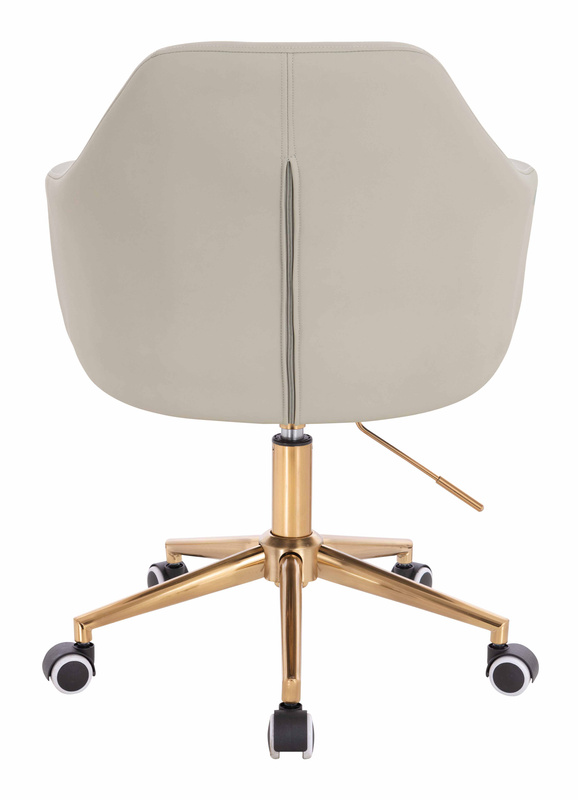 HR831K Scaun Ecru Piele Ecologica Premium Soft cu Bază Aurie