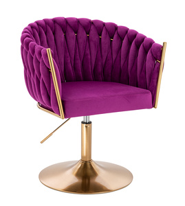 HR750N Scaun Fucsia din Catifea cu Bază Aurie
